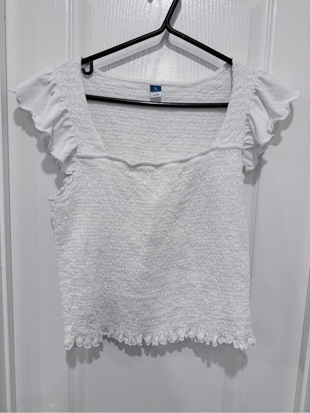 Old Navy White Smocked Tank with Ruffle Sleeves